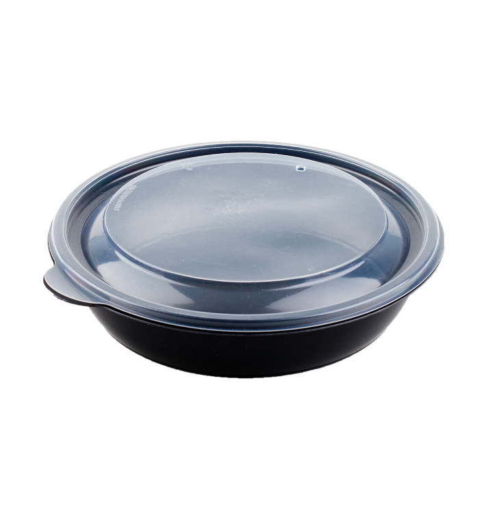 Verpackungsbecher PP Schwarz mit Deckel Ø19x5cm (90 Stück) Verpackungsbecher PP Schwarz mit Deckel Ø19x5cm (90 Stück)