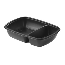 Plastikbehälter PP schwarz 2F mit deckel 1300ml 28x20cm (15 Stück)