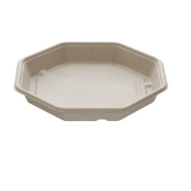 Oktogonaler Zuckerrohr Behälter mit deckel 830 ml 23x23cm (90 Stück)