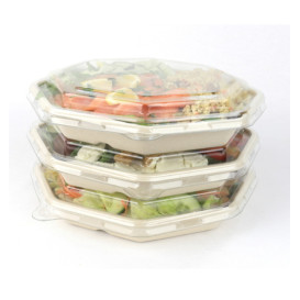 Oktogonaler Zuckerrohr Behälter mit deckel 830 ml 23x23cm (90 Stück)