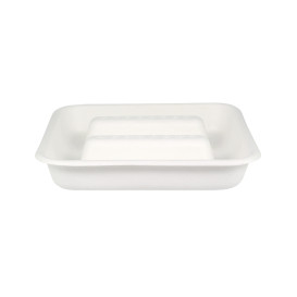 Behälter aus Zuckerrohr für Tacos Weiß 18,5x18,5cm (50 Stück)
