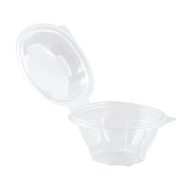 Salatschale Rund mit Klappdeckel PLA 375ml (100 Stück)