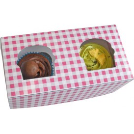 Caja con Soporte para 2 Cupcakes 19,5x10x7,5 B-20 (160 Unidades)