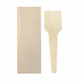 Ummantelter Kleiner Holzlöffel für Dessert 70mm (50 Stück)
