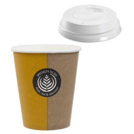 Karton Kaffeebecher "Specialty" + Deckel mit Loch to go 6Oz/180ml Ø7,0cm (1.000 Stück)