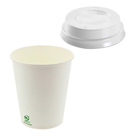 Karton Kaffeebecher + Deckel mit Loch to go weiß 6 Oz/180ml Ø7,0cm (1.000 Stück)