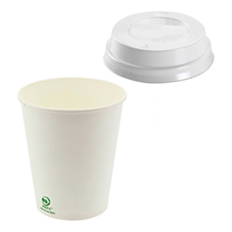 Karton Kaffeebecher + Deckel mit Loch to go weiß 6 Oz/180ml Ø7,0cm (1.000 Stück)