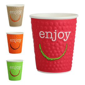 Kaffeebecher Wellpappe mit Dekor "Enjoy" 9 Oz/270 ml Ø8,0cm (30 Stück)