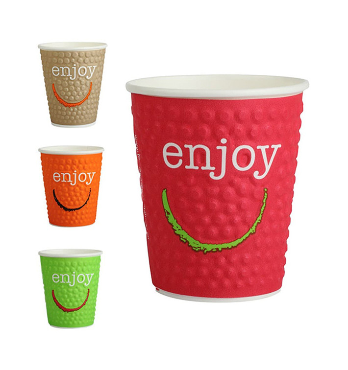 Kaffeebecher Wellpappe mit Dekor "Enjoy" 9 Oz/270 ml Ø8,0cm (30 Stück)