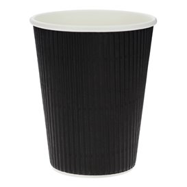 Kaffeebecher aus Wellpappe Schwarz 12 Oz/360ml Ø8,7cm (25 Stück)