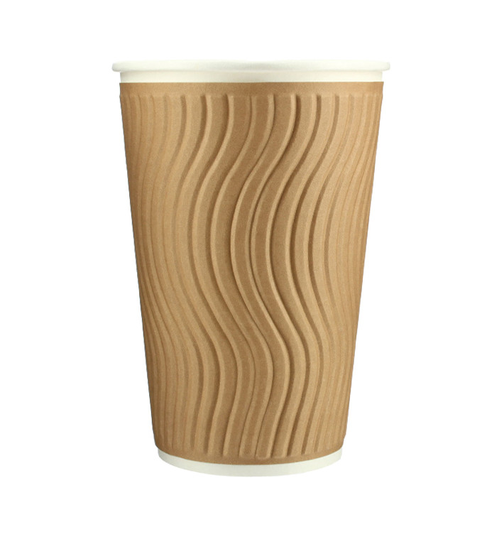 Biologischer Kaffeebecher aus Wellpappe 16Oz/495ml Ø9,0cm (31 Stück) Biologischer Kaffeebecher aus Wellpappe 16Oz/495ml Ø9,0cm (31 Stück)