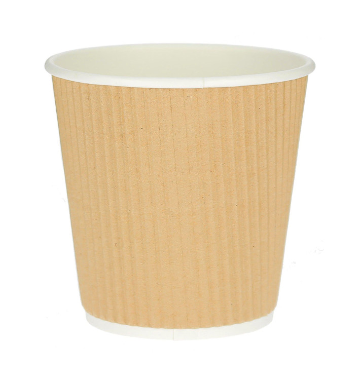Kaffeebecher aus Wellpappe braun 4 Oz/120ml Ø6,2cm (1.000 Stück) Kaffeebecher aus Wellpappe braun 4 Oz/120ml Ø6,2cm (1.000 Stück)