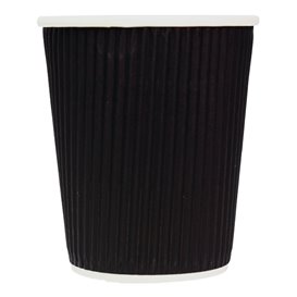 Kaffeebecher aus Wellpappe Schwarz 8 Oz/250ml Ø8cm (500 Stück)