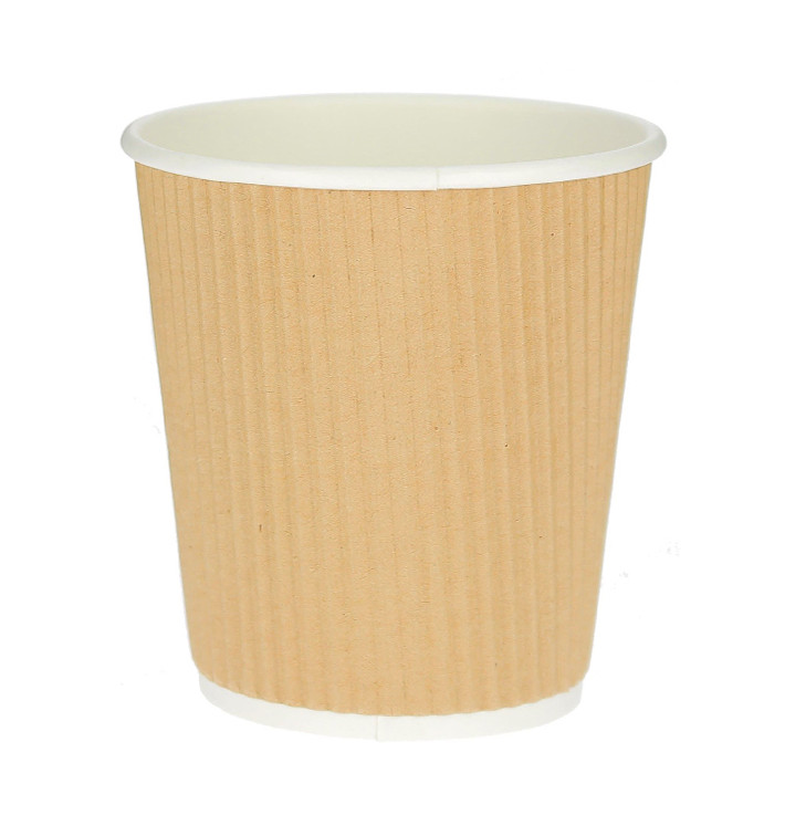 Kaffeebecher aus Wellpappe braun 8 Oz/250ml Ø8cm (500 Stück) Kaffeebecher aus Wellpappe braun 8 Oz/250ml Ø8cm (500 Stück)