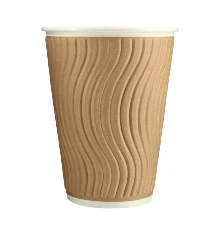 Biologischer Kaffeebecher aus Wellpappe 12Oz/360ml Ø9,0cm (37 Stück) Biologischer Kaffeebecher aus Wellpappe 12Oz/360ml Ø9,0cm (37 Stück)