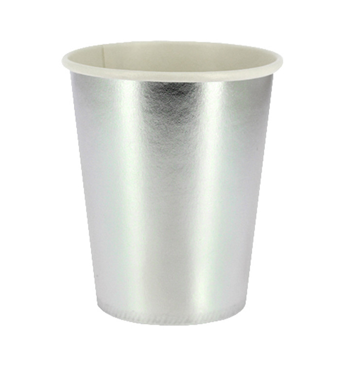 Becher to go Karton Silber 9 Oz/240ml "Party" (10 Stück)