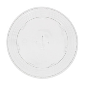 Deckel PET mit Kreuzschlitz Flach Becher PET und PLA Ø9,5cm (50 Stück)