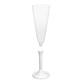 Sektflöte Plastik mit weißem Fuß 160ml 2T (20 Stück)