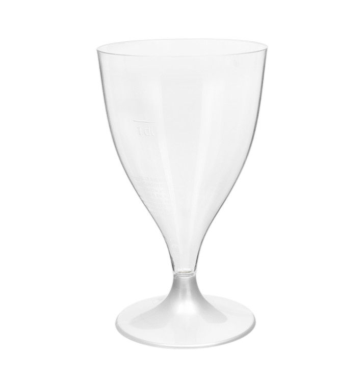 Glas aus Plastik für Wein Weißer Fuß 200ml 2T (20 Stück) Glas aus Plastik für Wein Weißer Fuß 200ml 2T (20 Stück)