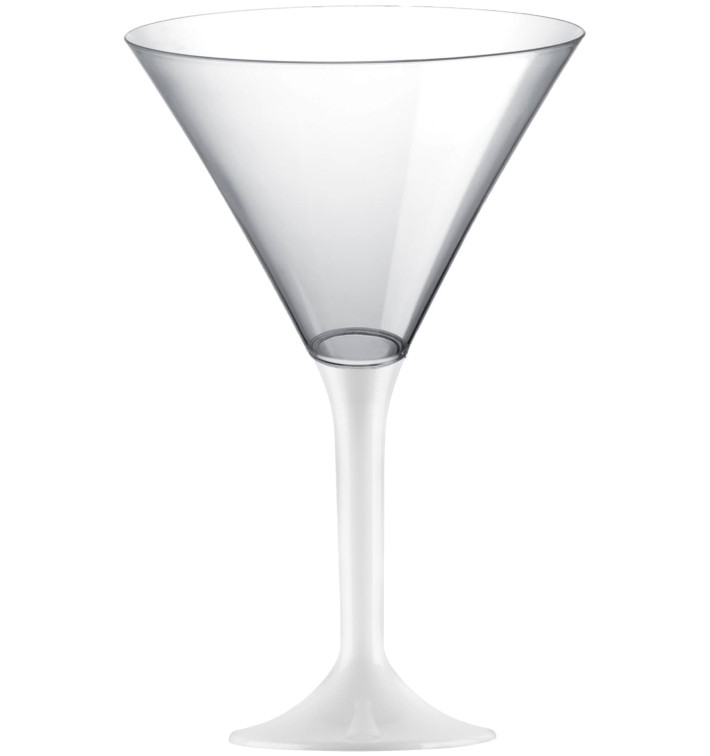 Martinigläser aus Plastik mit weißem Fuß 185ml 2T (20 Stück) Martinigläser aus Plastik mit weißem Fuß 185ml 2T (20 Stück)