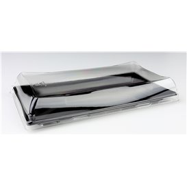 Plastikplatte schwarz mit Deckel 12x16cm (50 Stück)