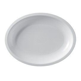 Plastiktablett Oval Weiß Round PP 255x190mm (50 Stück)
