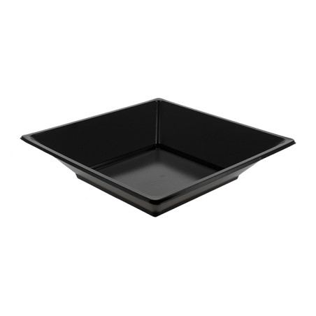 Viereckiger Plastikteller Tief schwarz 170mm (25 Stück)