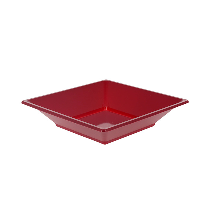 Viereckiger Plastikteller Tief Bordeaux 170mm (25 Stück) Viereckiger Plastikteller Tief Bordeaux 170mm (25 Stück)