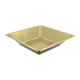 Viereckiger Plastikteller Tief Gold 180mm (5 Stück)