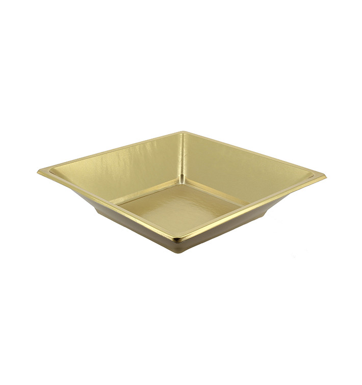 Viereckiger Plastikteller Tief Gold 180mm (750 Stück) Viereckiger Plastikteller Tief Gold 180mm (750 Stück)