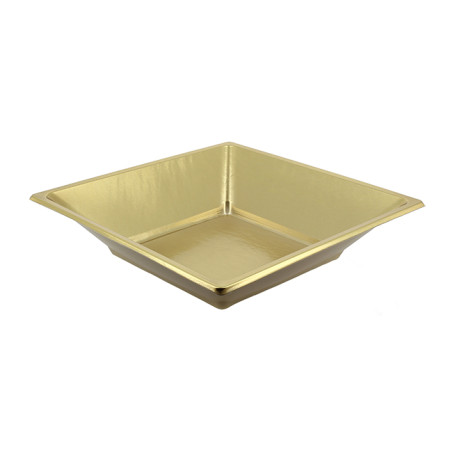 Viereckiger Plastikteller Tief Gold 180mm (750 Stück)