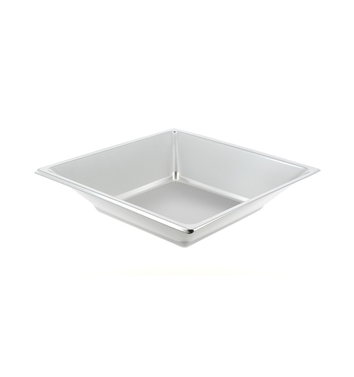 Viereckiger Plastikteller Tief Silber 180mm (5 Stück) Viereckiger Plastikteller Tief Silber 180mm (5 Stück)