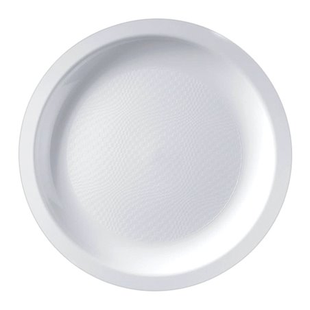 Wiederverwendbare harte Teller Flach Weiß "Round" PP Ø18,5cm (25 Stück)