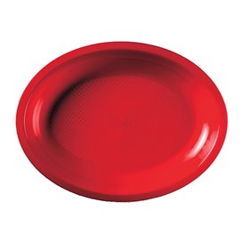 Plastiktablett Oval Rot Round PP 315x220mm (300 Stück)