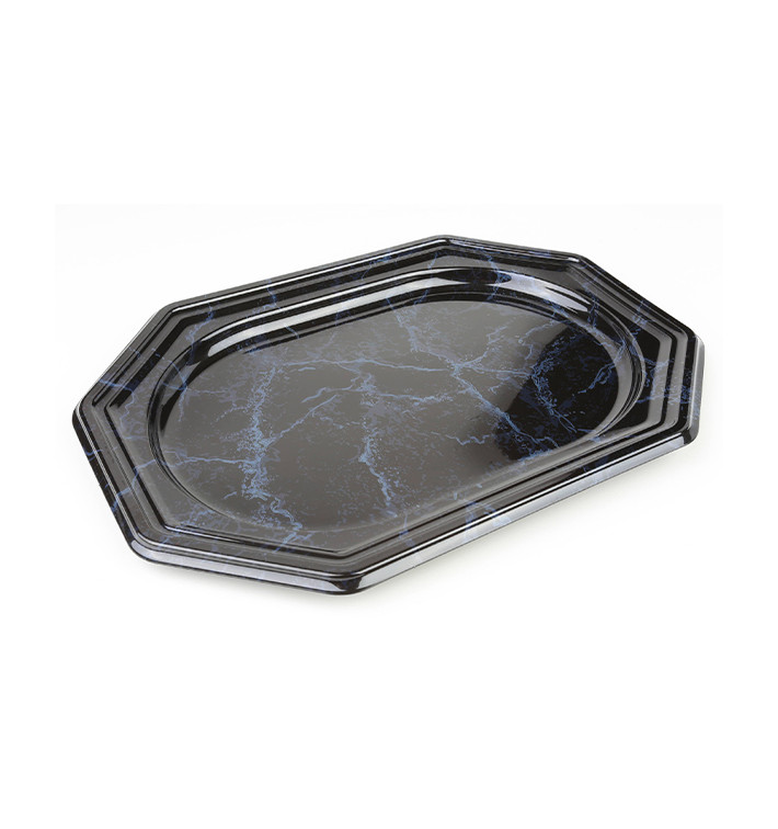 Plastiktablett achteckig Marmor 27x19cm (50 Stück) Plastiktablett achteckig Marmor 27x19cm (50 Stück)