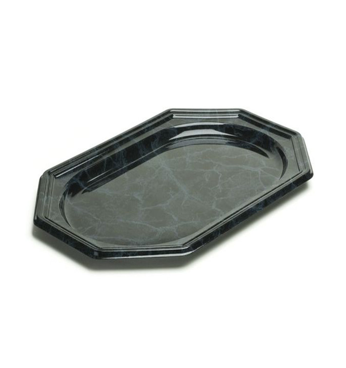 Plastiktablett achteckig Marmor 55x38cm (5 Stück) Plastiktablett achteckig Marmor 55x38cm (5 Stück)