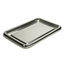 Plastiktablett rechteckig Silber 55x37cm (5 Stück)