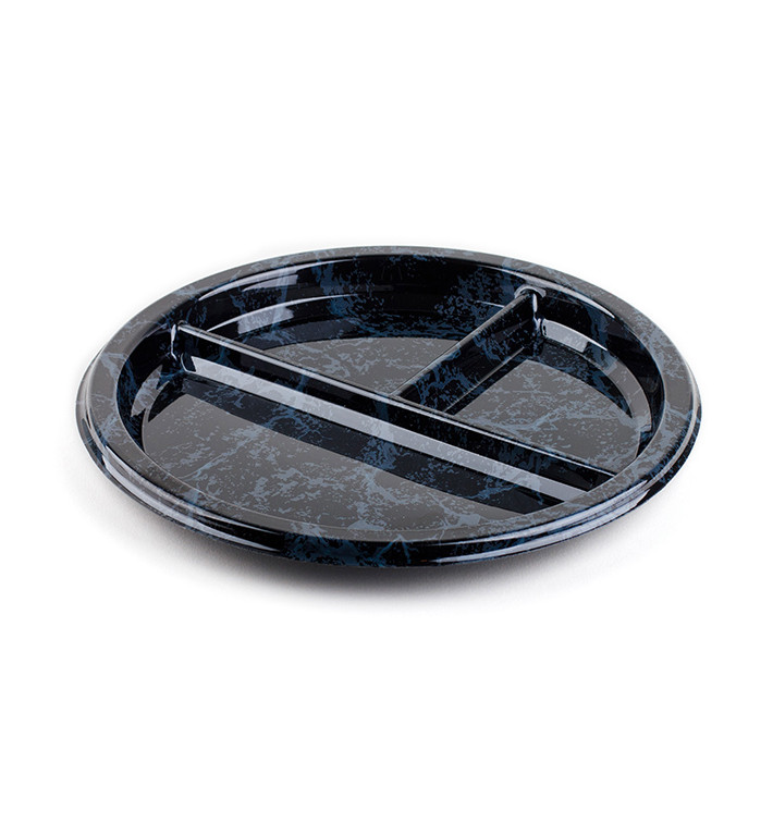 Plastikteller rund 3-geteilt marmor 26cm (25 Stück) Plastikteller rund 3-geteilt marmor 26cm (25 Stück)