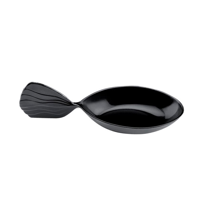Plastiklöffel "Fisch" Schwarz 120 mm (30 Stück) Plastiklöffel "Fisch" Schwarz 120 mm (30 Stück)