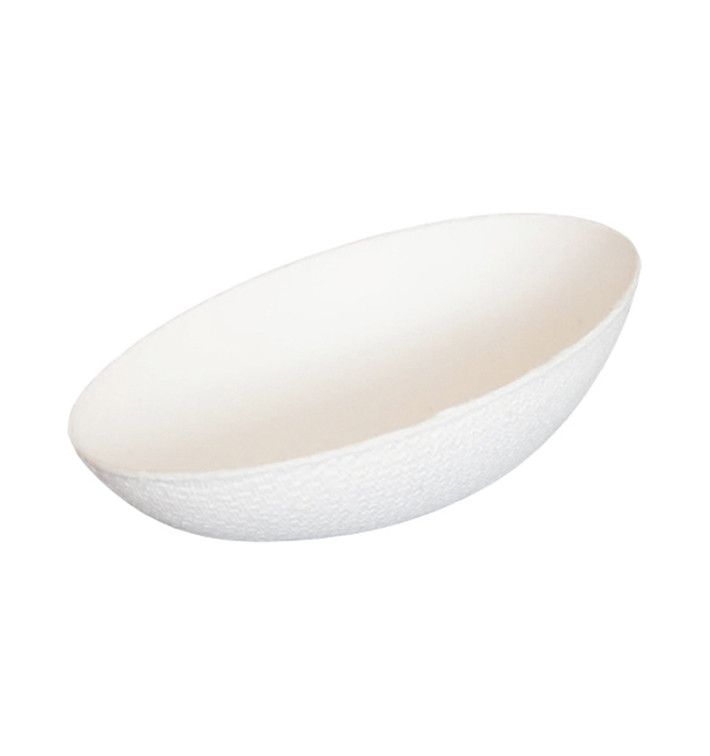 Mini Teller Zuckerrohr Oval Weiß 8x5cm (500 Stück) Mini Teller Zuckerrohr Oval Weiß 8x5cm (500 Stück)