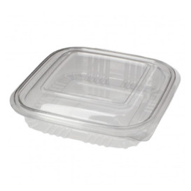 Transparente Dose mit Klappdeckel Viereckig PET 250ml (100 Stück)