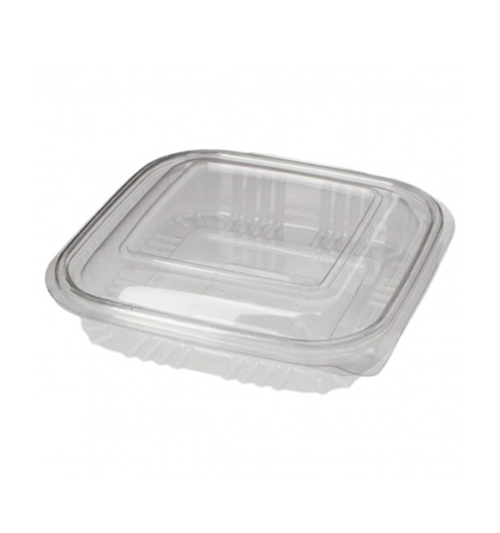 Transparente Dose mit Klappdeckel Viereckig PET 250ml (100 Stück) Transparente Dose mit Klappdeckel Viereckig PET 250ml (100 Stück)