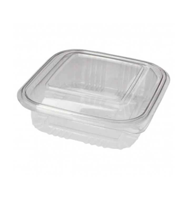 Transparente Dose mit Klappdeckel Viereckig PET 370ml (100 Stück) Transparente Dose mit Klappdeckel Viereckig PET 370ml (100 Stück)