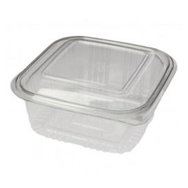Transparente Dose mit Klappdeckel Viereckig PET 500ml (100 Stück)