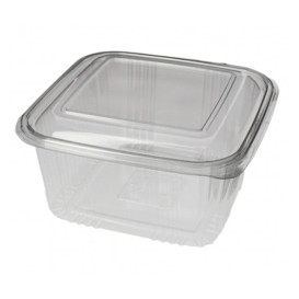 Transparente Dose mit Klappdeckel Viereckig PET 1000ml (100 Stück)