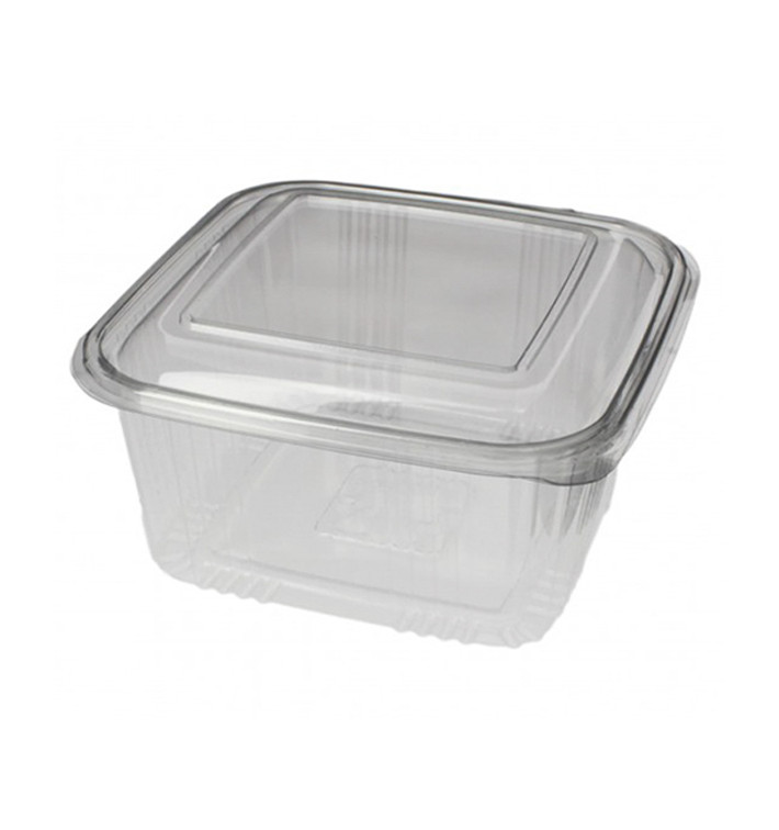 Transparente Dose mit Klappdeckel Viereckig PET 1000ml (600 Stück) Transparente Dose mit Klappdeckel Viereckig PET 1000ml (600 Stück)