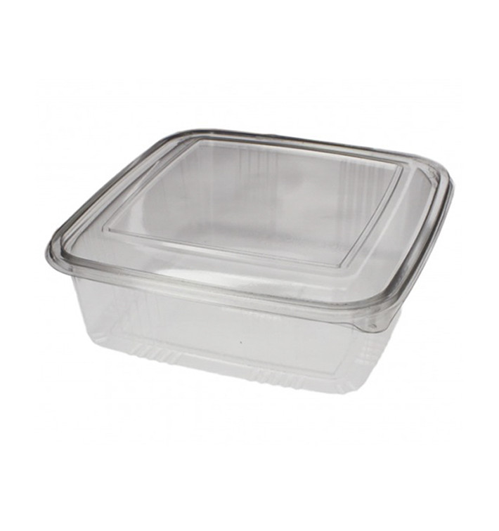 Transparente Dose mit Klappdeckel Viereckig PET 1500ml (200 Stück) Transparente Dose mit Klappdeckel Viereckig PET 1500ml (200 Stück)
