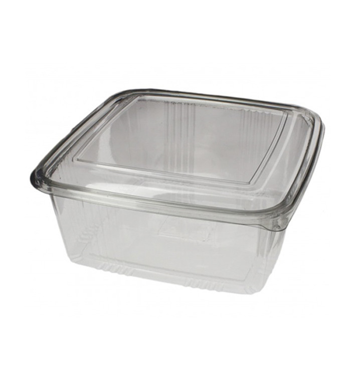 Transparente Dose mit Klappdeckel Viereckig PET 2000ml (200 Stück) Transparente Dose mit Klappdeckel Viereckig PET 2000ml (200 Stück)