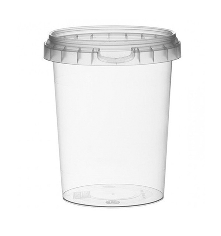 Verpackungsbecher aus Plastik mit Deckel 520ml Ø9,5 (19 Einh.) Verpackungsbecher aus Plastik mit Deckel 520ml Ø9,5 (19 Einh.)