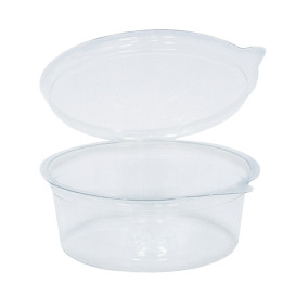 Transparente Dressingbecher mit Klappdeckel Rund APET 250ml Ø120mm (40 Stück)